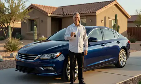 Car delivered to a driveway in Tucson, Arizona, United States