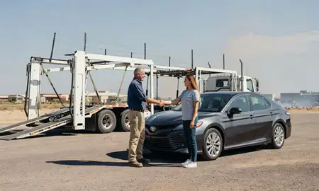 Vehicle owner beside their delivered car in Tucson, Arizona, United States