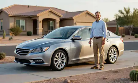 Car delivered to a driveway in Yuma, Arizona, United States