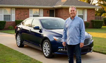 Car delivered to a driveway in Arkansas, United States