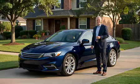 Car delivered to a driveway in Bella Vista, Arkansas, United States