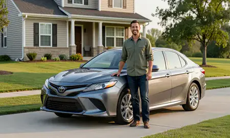 Customer with their delivered car in Bentonville, Arkansas, United States