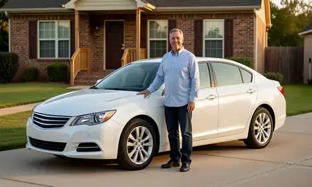 Customer with their delivered car in Blytheville, Arkansas, United States