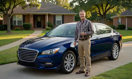 Car delivered to a driveway in Blytheville, Arkansas, United States