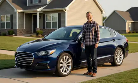 Car delivered to a driveway in Bryant, Arkansas, United States