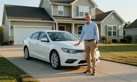 Customer with their delivered car in Centerton, Arkansas, United States