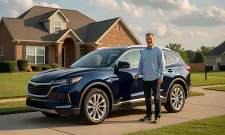 Car delivered to a driveway in Centerton, Arkansas, United States