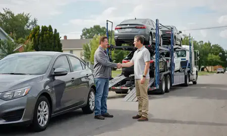 Vehicle owner beside their delivered car in Centerton, Arkansas, United States