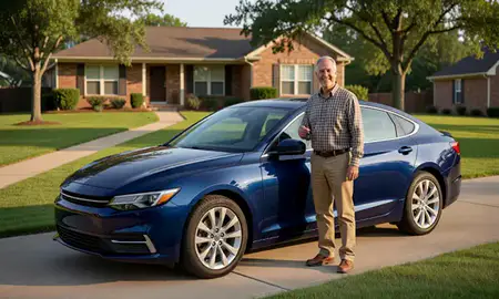 Car delivered to a driveway in Conway, Arkansas, United States