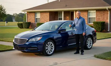 Car delivered to a driveway in El Dorado, Arkansas, United States