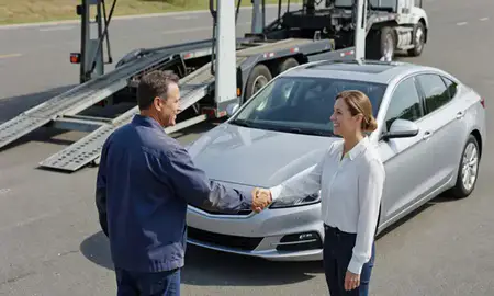 Vehicle owner beside their delivered car in El Dorado, Arkansas, United States