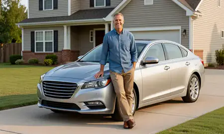 Customer with their delivered car in Fayetteville, Arkansas, United States