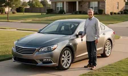 Car delivered to a driveway in Fayetteville, Arkansas, United States