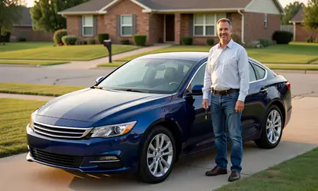 Car delivered to a driveway in Fort Smith, Arkansas, United States