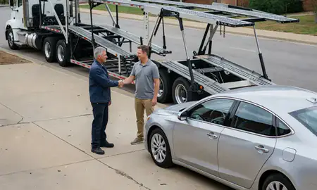 Vehicle owner beside their delivered car in Fort Smith, Arkansas, United States