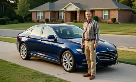 Car delivered to a driveway in Hot Springs Village, Arkansas, United States