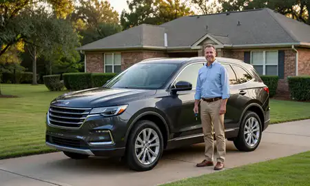 Car delivered to a driveway in Hot Springs, Arkansas, United States