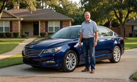 Car delivered to a driveway in Jacksonville, Arkansas, United States