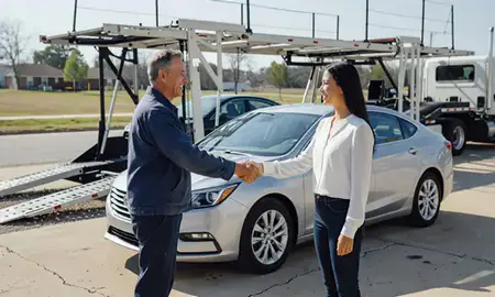 Vehicle owner beside their delivered car in Jacksonville, Arkansas, United States