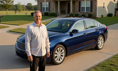 Car delivered to a driveway in Jonesboro, Arkansas, United States