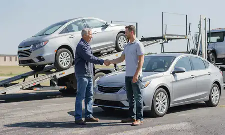 Vehicle owner beside their delivered car in Jonesboro, Arkansas, United States