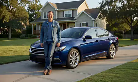 Customer with their delivered car in Little Rock, Arkansas, United States