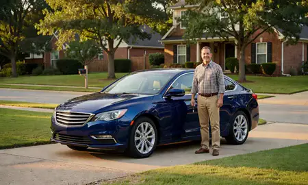 Car delivered to a driveway in Little Rock, Arkansas, United States