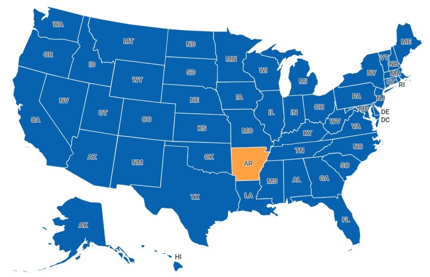 Map of Arkansas, USA