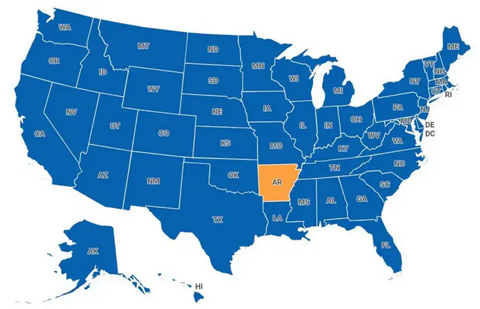 Map of Arkansas, United States