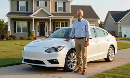 Customer with their delivered car in Marion, Arkansas, United States