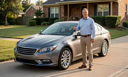 Car delivered to a driveway in Marion, Arkansas, United States