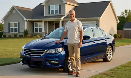 Customer with their delivered car in Maumelle, Arkansas, United States