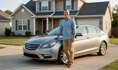 Customer with their delivered car in North Little Rock, Arkansas, United States