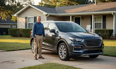 Car delivered to a driveway in North Little Rock, Arkansas, United States