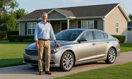 Customer with their delivered car in Pine Bluff, Arkansas, United States