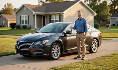 Car delivered to a driveway in Pine Bluff, Arkansas, United States
