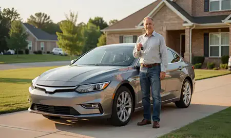 Car delivered to a driveway in Rogers, Arkansas, United States