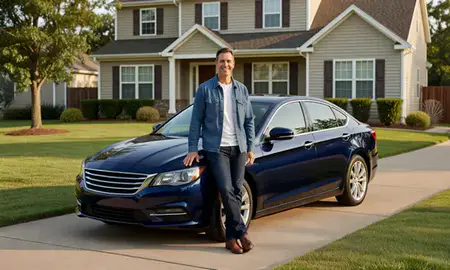 Customer with their delivered car in Russellville, Arkansas, United States