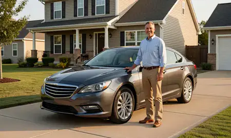 Customer with their delivered car in Searcy, Arkansas, United States