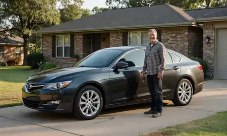 Car delivered to a driveway in Searcy, Arkansas, United States