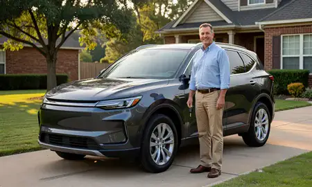 Car delivered to a driveway in Siloam Springs, Arkansas, United States