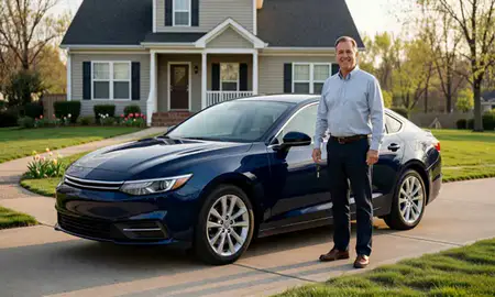 Car delivered to a driveway in Springdale, Arkansas, United States