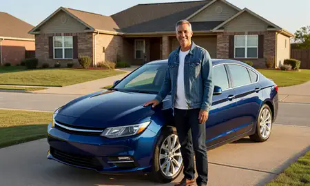 Customer with their delivered car in Texarkana, Arkansas, United States