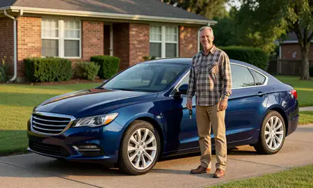 Car delivered to a driveway in Texarkana, Arkansas, United States