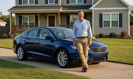 Customer with their delivered car in Van Buren, Arkansas, United States