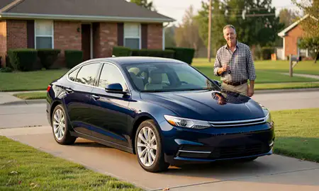 Car delivered to a driveway in Van Buren, Arkansas, United States