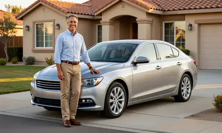 Customer with their delivered car in California, United States
