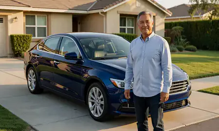 Car delivered to a driveway in Anaheim, California, United States