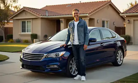 Customer with their delivered car in Antioch, California, United States