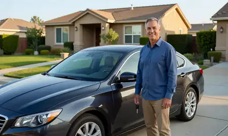 Car delivered to a driveway in Antioch, California, United States